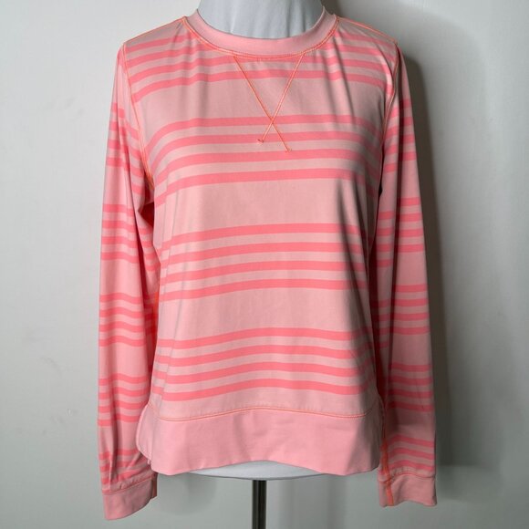Lululemon Women's Coral Pink Run: Warm Up Crewneck Striped T-Shirt Size 6 - Picture 1 of 14